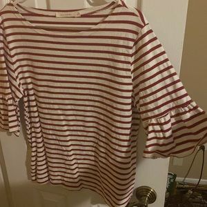 Striped ruffle sleeve top
